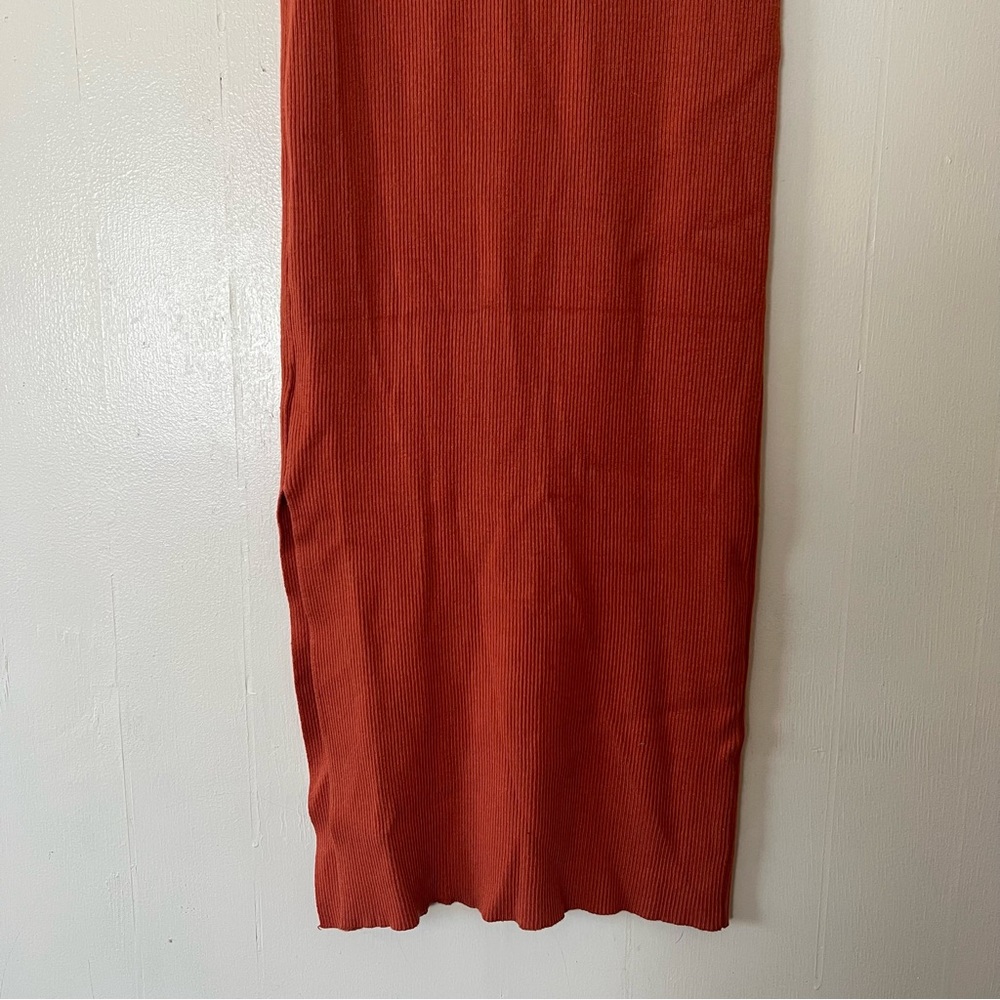 House of Harlow 1960 Rust Orange Ribbed Bodycon Midi Dress - Picture 8 of 9
